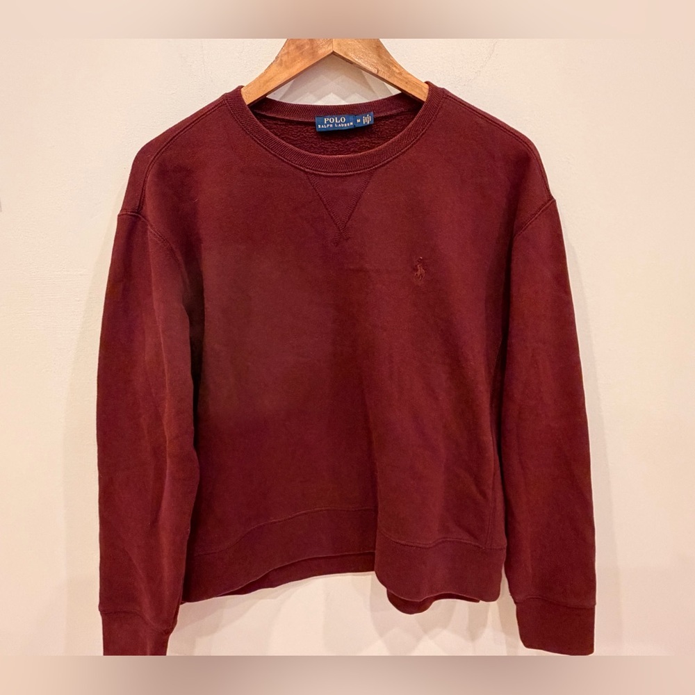 Polo Ralph Lauren Fleece Crewneck Sweatshirt Burgundy Mens Medium
